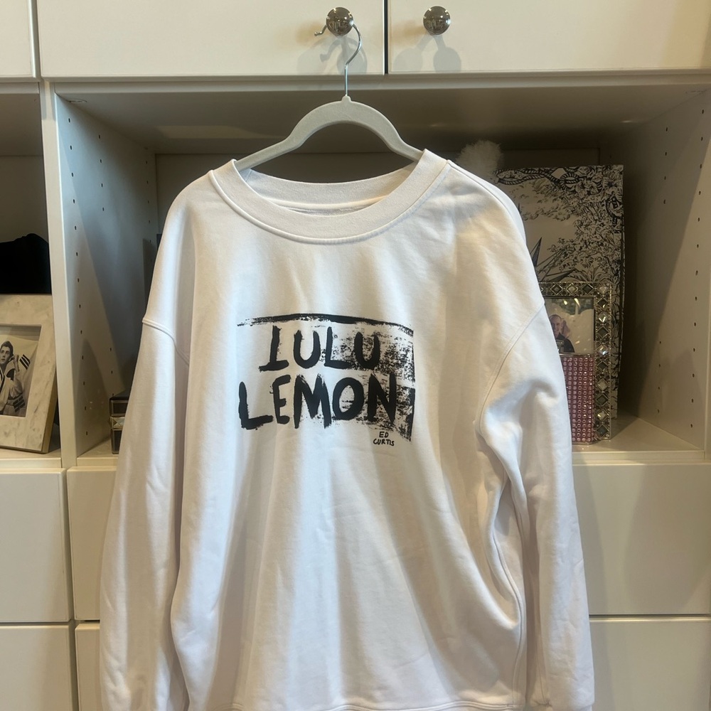 lululemon athletica White Sweatshirt with Black Graphics